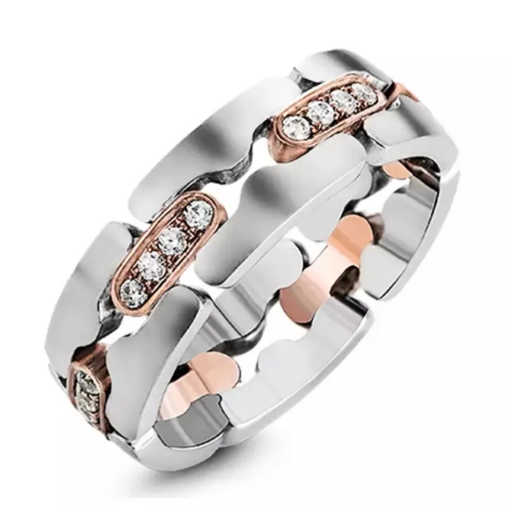New Unisex Two Tone Diamond Ring - Picture 2 of 5